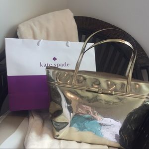Kate Spade gold vinyl tote